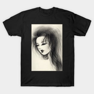 Portrait of a long hair girl 2017 T-Shirt